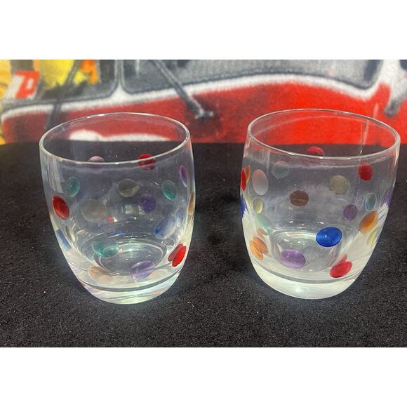 2 Vintage Polka Dot Drink‎ Glasses Cocktail Barware - Picture 1 of 9